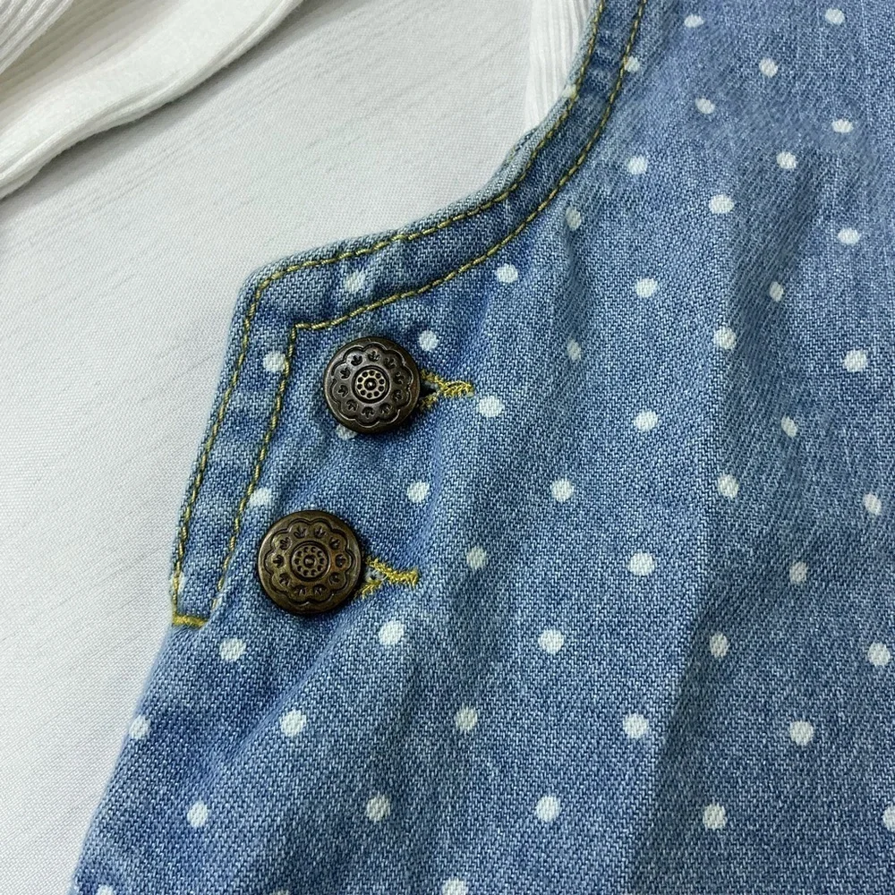 Max Studio Kids Denim Blue Overall Dress with Matching White Long Sleeve Shirt‎